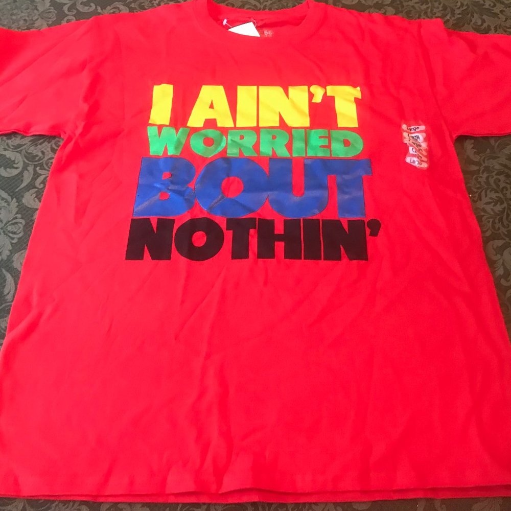 Sold NWT Boys shirt I aint worried about nothing 12 14